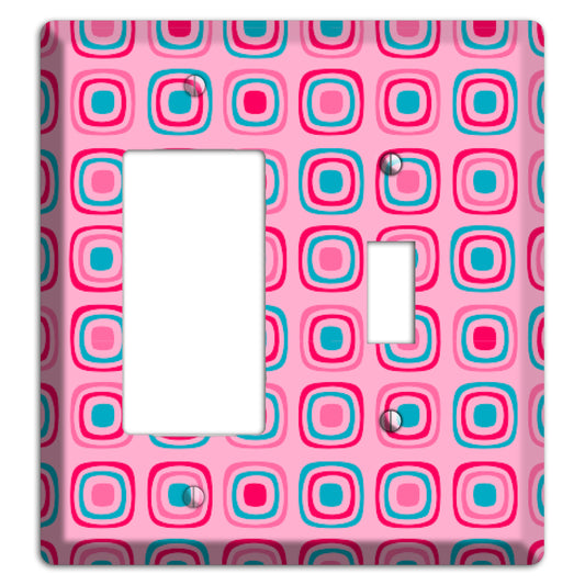 Pink and Blue Rounded Squares Rocker / Toggle Wallplate