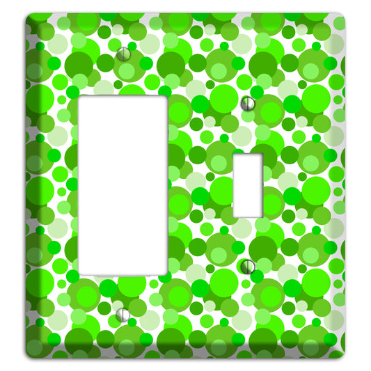 Multi Green Bubble Dots Rocker / Toggle Wallplate