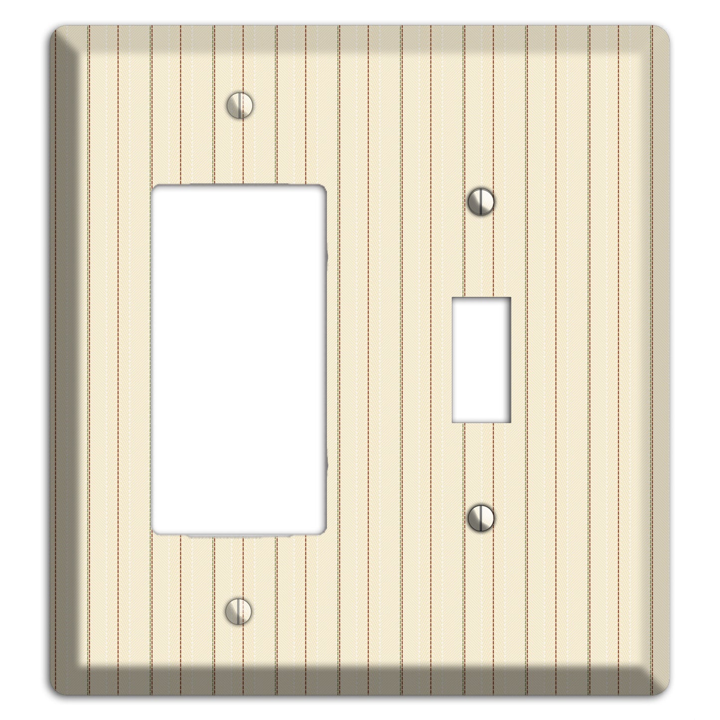 Off White Pinstripe Rocker / Toggle Wallplate