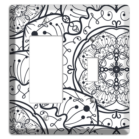 Mandala Black and White Style M Cover Plates Rocker / Toggle Wallplate