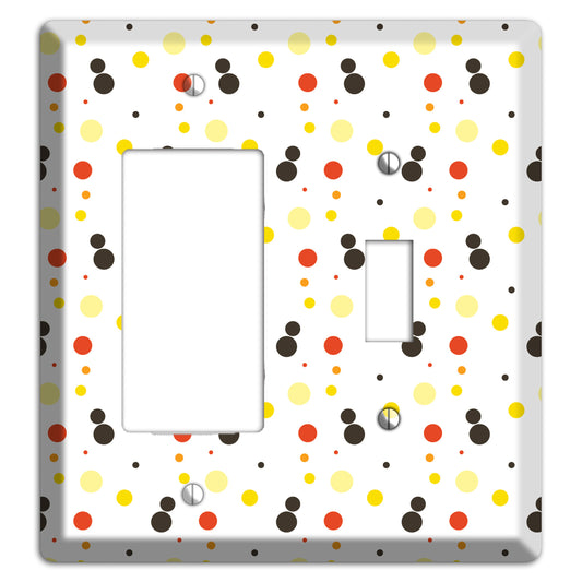 White With Black Maroon Olive Tiny Dots Rocker / Toggle Wallplate