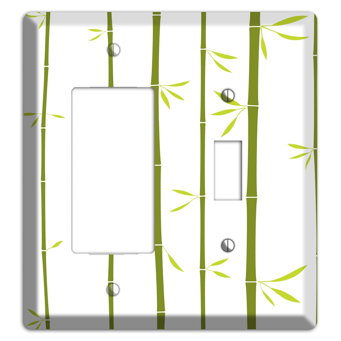 Green And White Bamboo Rocker / Toggle Wallplate