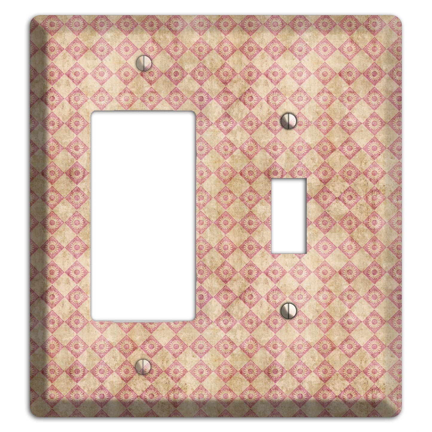 Red and Beige Diamond Circles Rocker / Toggle Wallplate