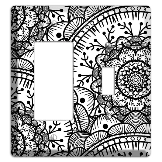 Mandala Black and White Style Q Cover Plates Rocker / Toggle Wallplate