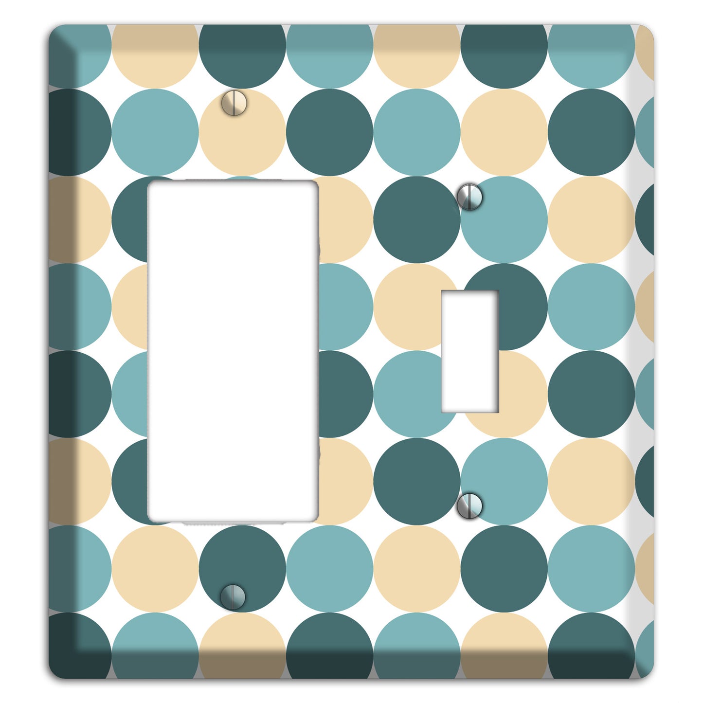 Dusty Blue Beige Tiled Dots Rocker / Toggle Wallplate