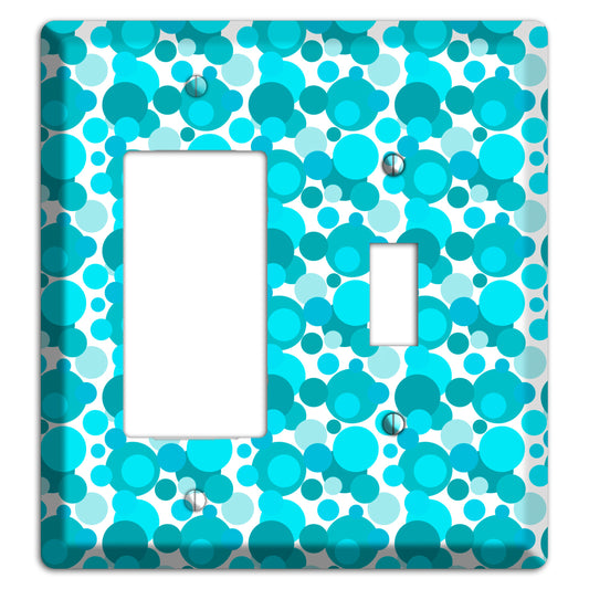 Multi Turquoise Bubble Dots Rocker / Toggle Wallplate