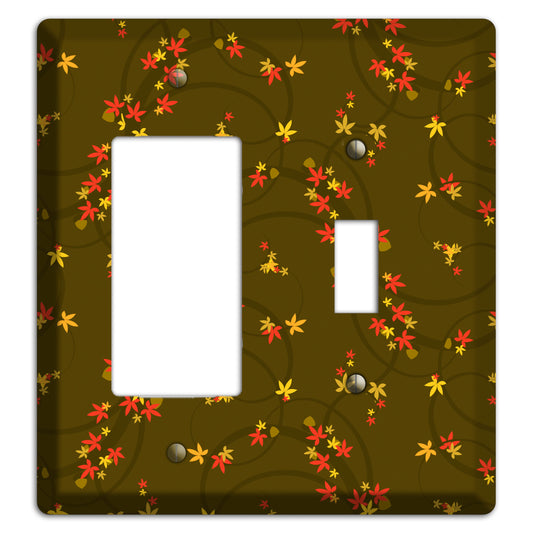 Brown Fall Flowers Rocker / Toggle Wallplate