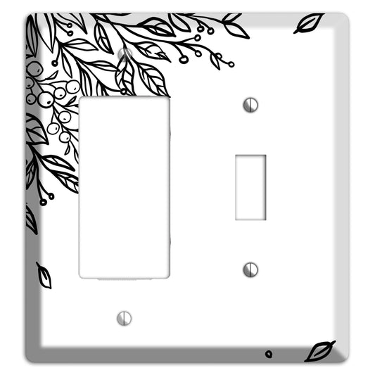 Hand-Drawn Floral 4 Rocker / Toggle Wallplate