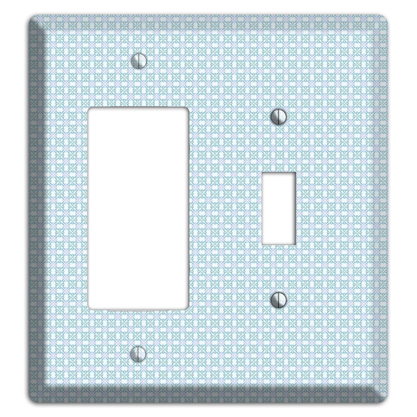 Light Blue and Lavender Tiled Tiny Arabesque Rocker / Toggle Wallplate