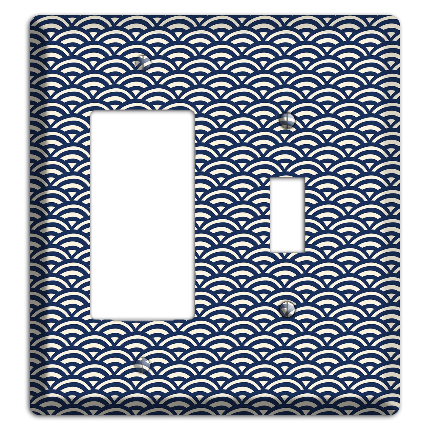 Navy Scallop Print Rocker / Toggle Wallplate