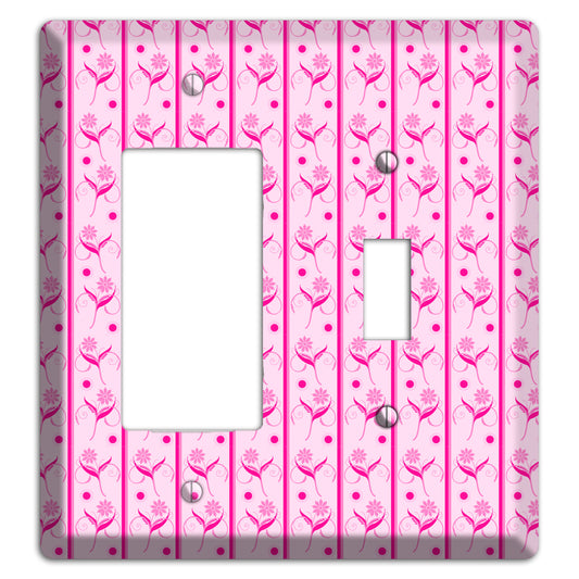 Pink Floral Pattern Rocker / Toggle Wallplate