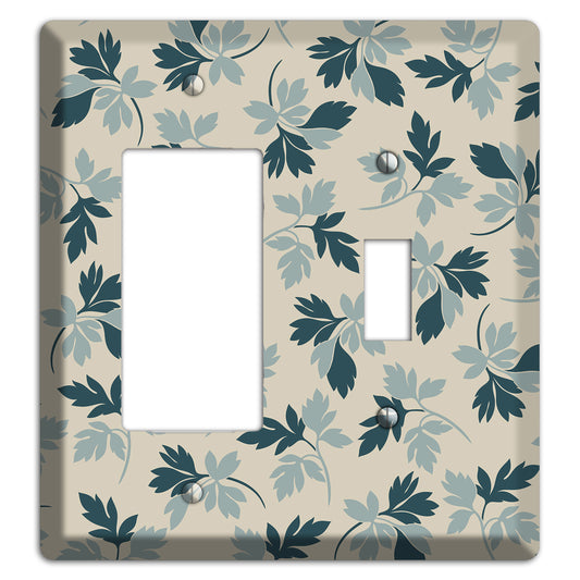 Blue Leaves Rocker / Toggle Wallplate