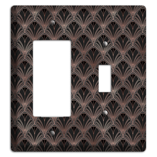 Black and Rose Deco Rocker / Toggle Wallplate