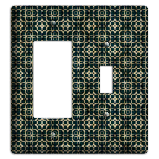 Dark Green Grunge Tiled Tiny Arabesque Rocker / Toggle Wallplate