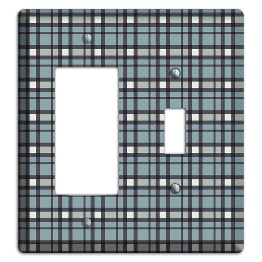 Dusty Blue Plaid Rocker / Toggle Wallplate