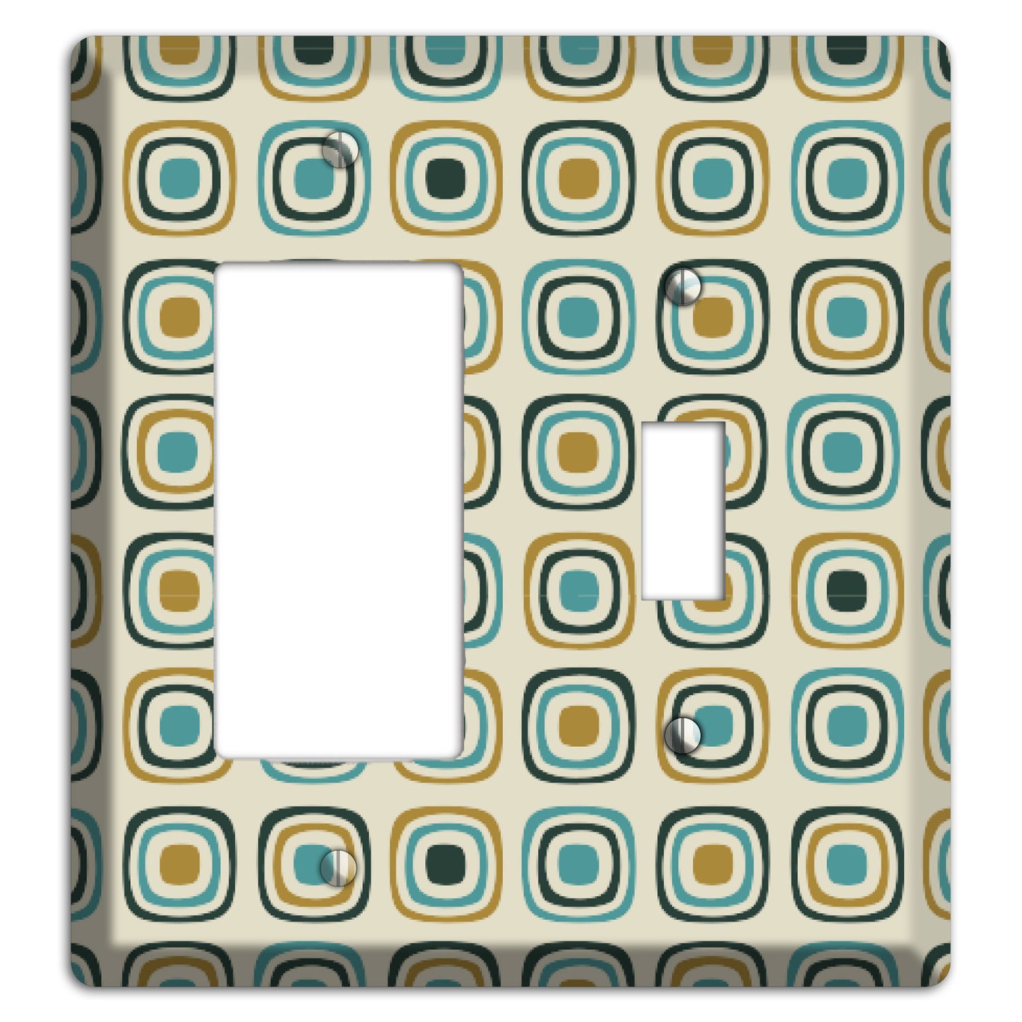 Yellow and Blue Rounded Squares Rocker / Toggle Wallplate