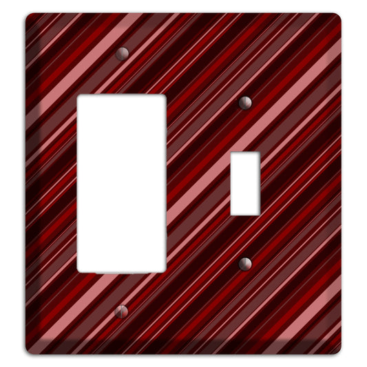 Burgundy Multi Angled Stripes 2 Rocker / Toggle Wallplate