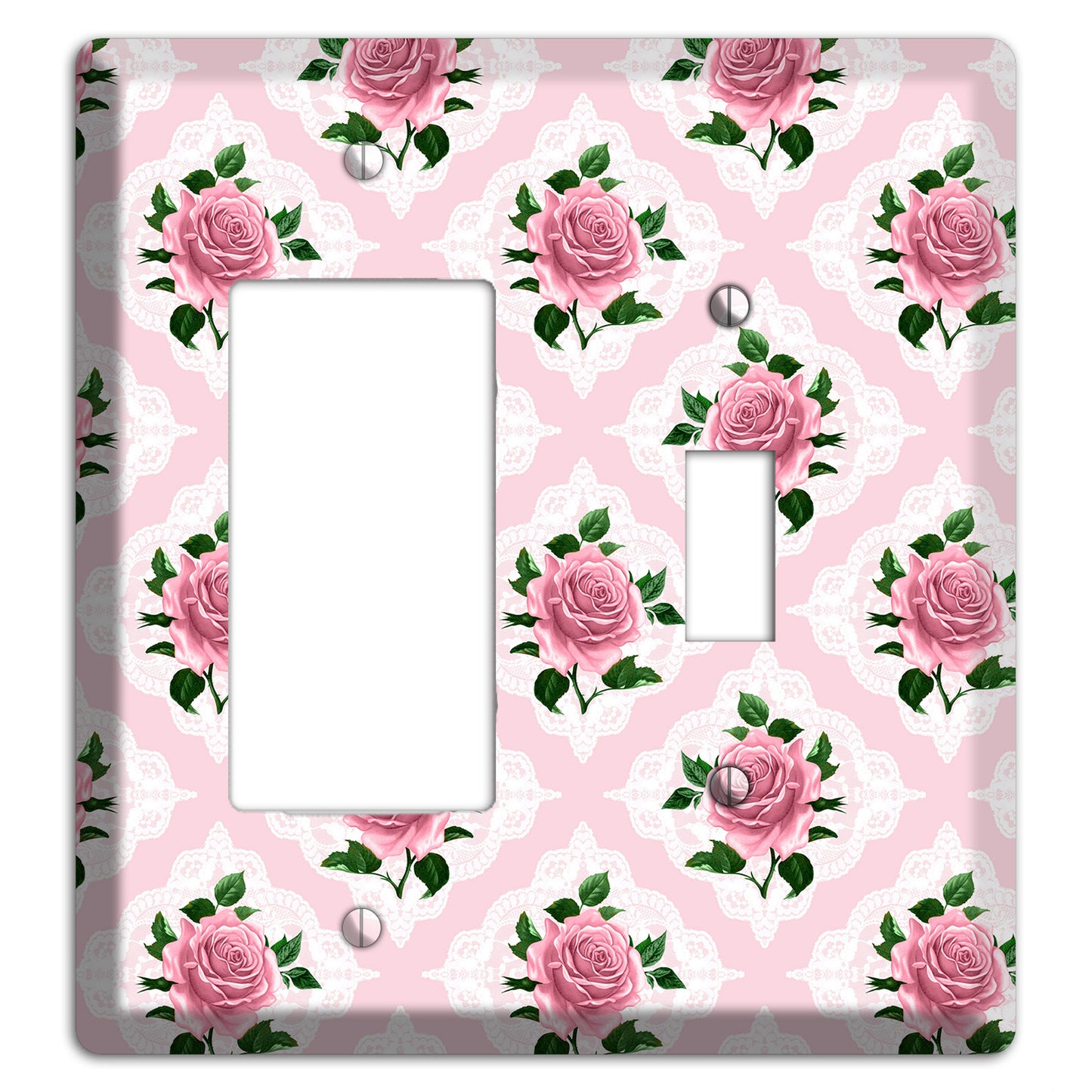 Pink Rose Doily Rocker / Toggle Wallplate