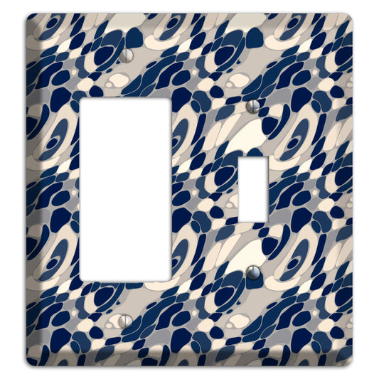 Blue and Beige Large Abstract Rocker / Toggle Wallplate