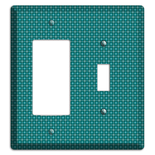 Multi Turquoise Checkered Concentric Circles Rocker / Toggle Wallplate