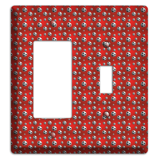 Red with Soccer Balls Rocker / Toggle Wallplate