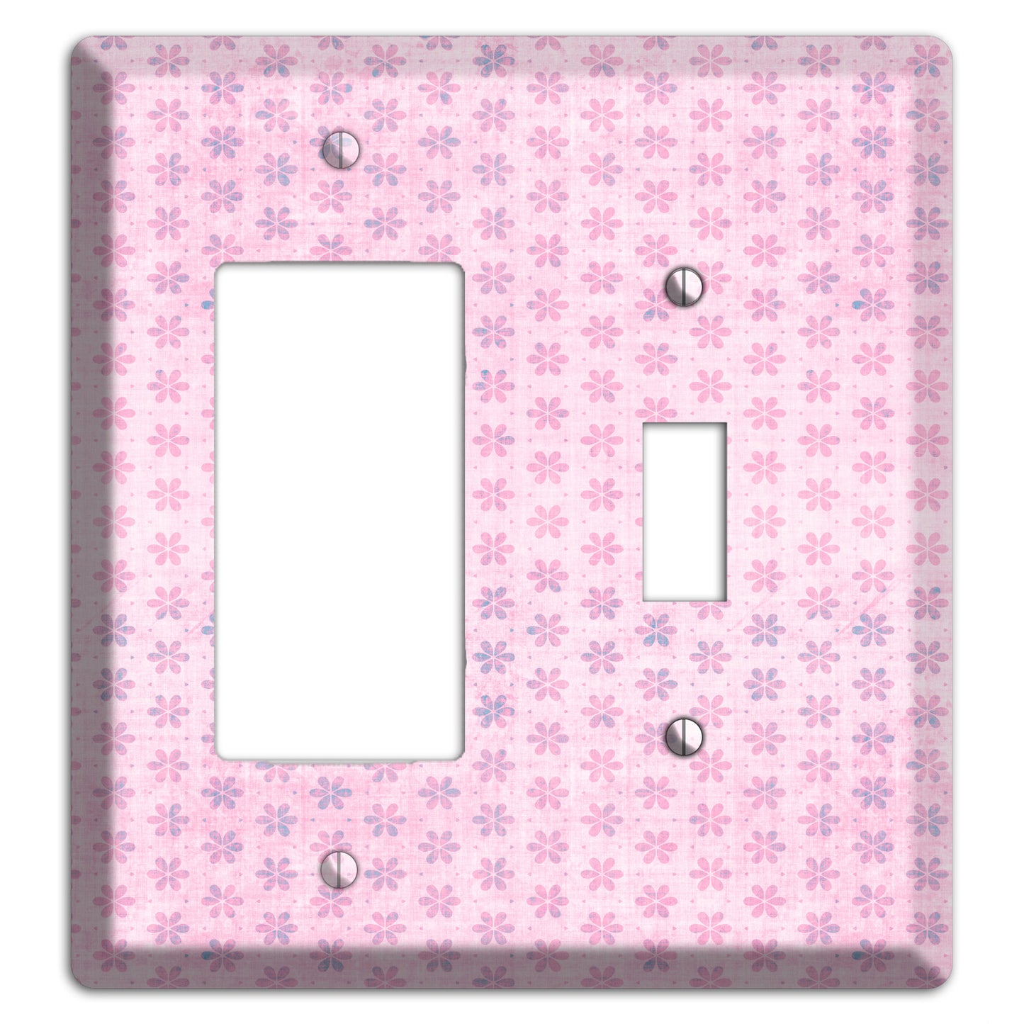 Pink Grunge Floral Contour Rocker / Toggle Wallplate