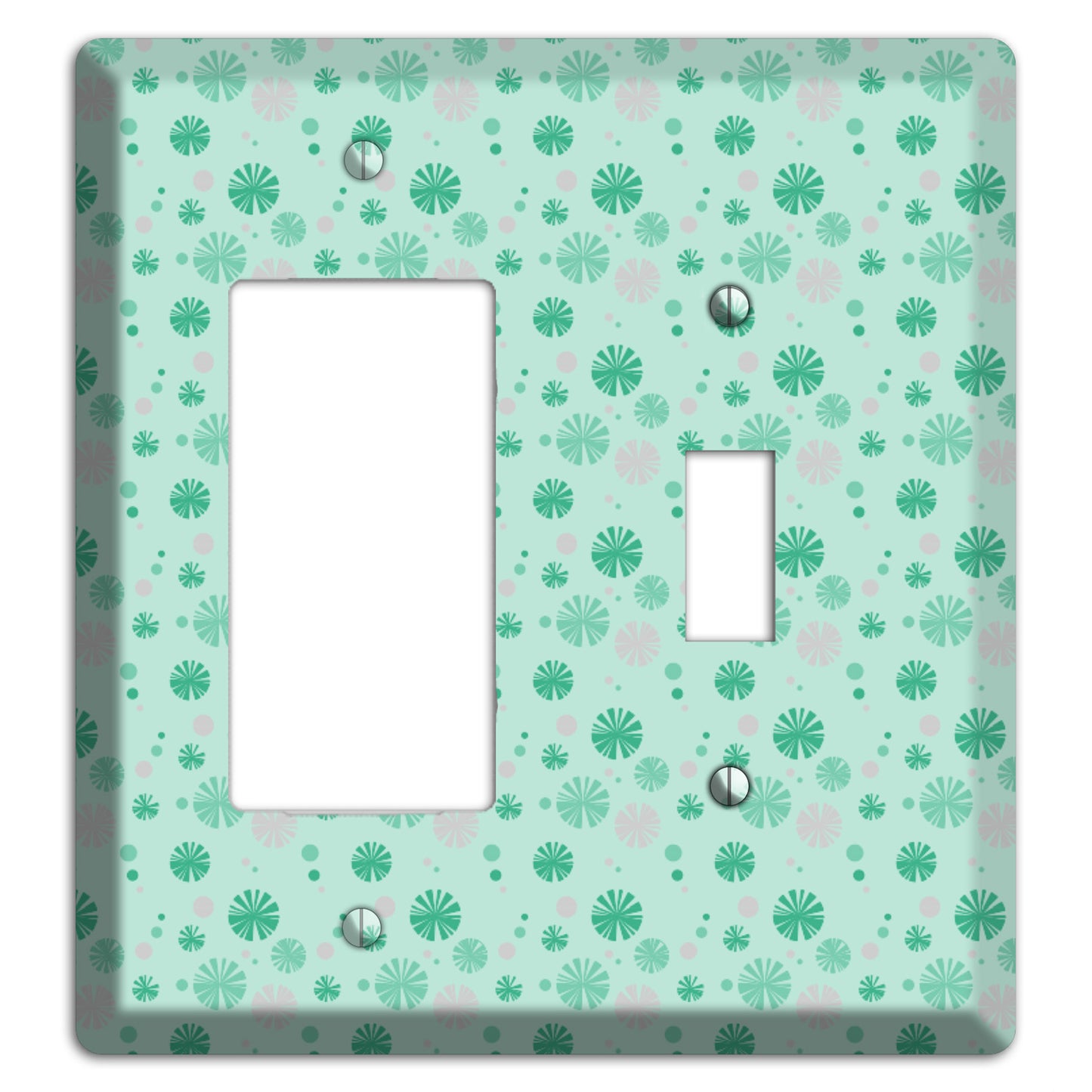 Multi Aqua and Grey Retro Burst Rocker / Toggle Wallplate