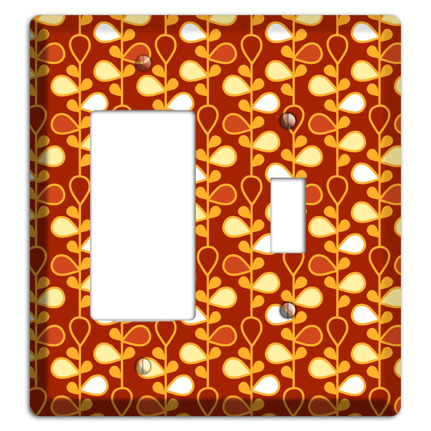 Red with Orange and Yellow Drop and Vine Rocker / Toggle Wallplate