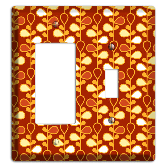 Red with Orange and Yellow Drop and Vine Rocker / Toggle Wallplate