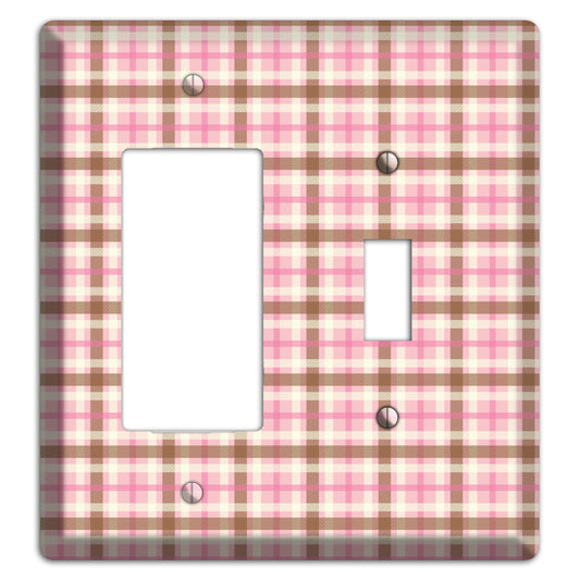 Pink and Brown Plaid Rocker / Toggle Wallplate