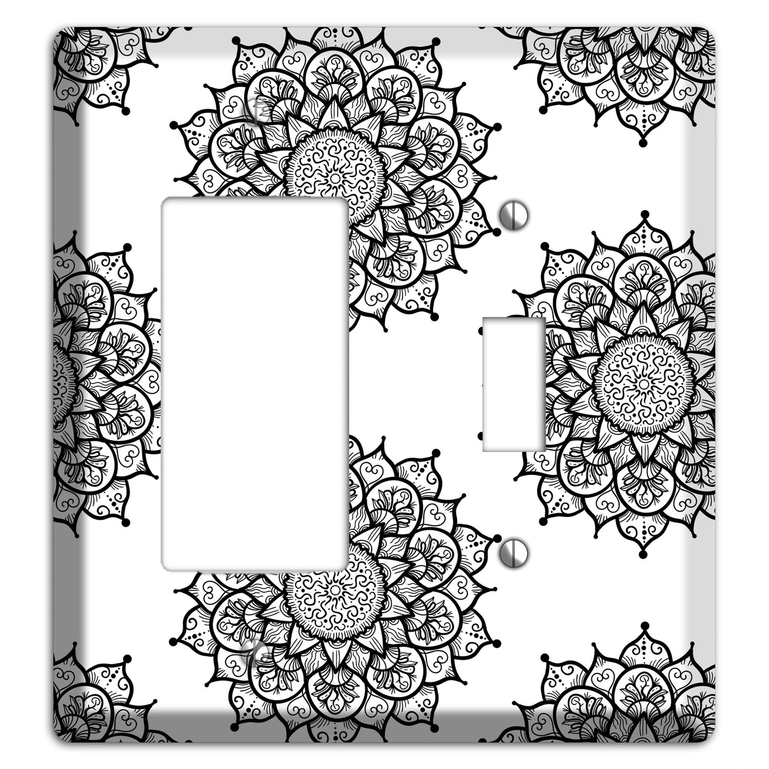 Mandala Black and White Style S Cover Plates Rocker / Toggle Wallplate