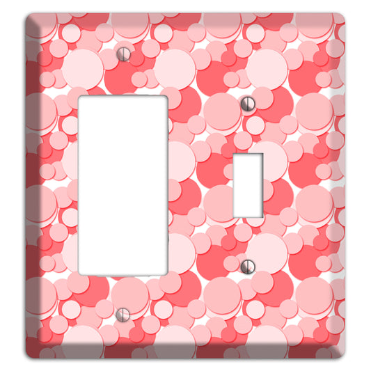 Multi Pink Bubble Dots Rocker / Toggle Wallplate