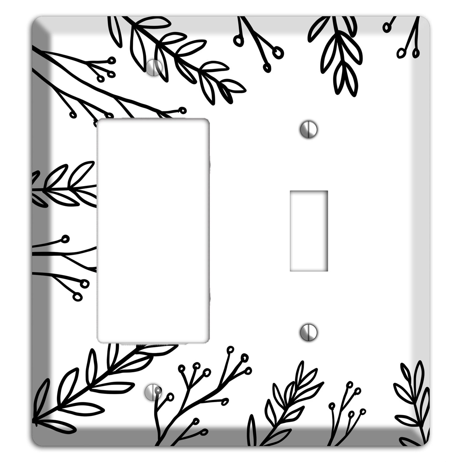 Hand-Drawn Leaves 9 Rocker / Toggle Wallplate