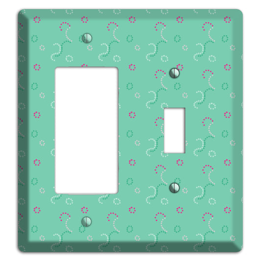 Multi Aqua with Fuschia Stipple Rocker / Toggle Wallplate