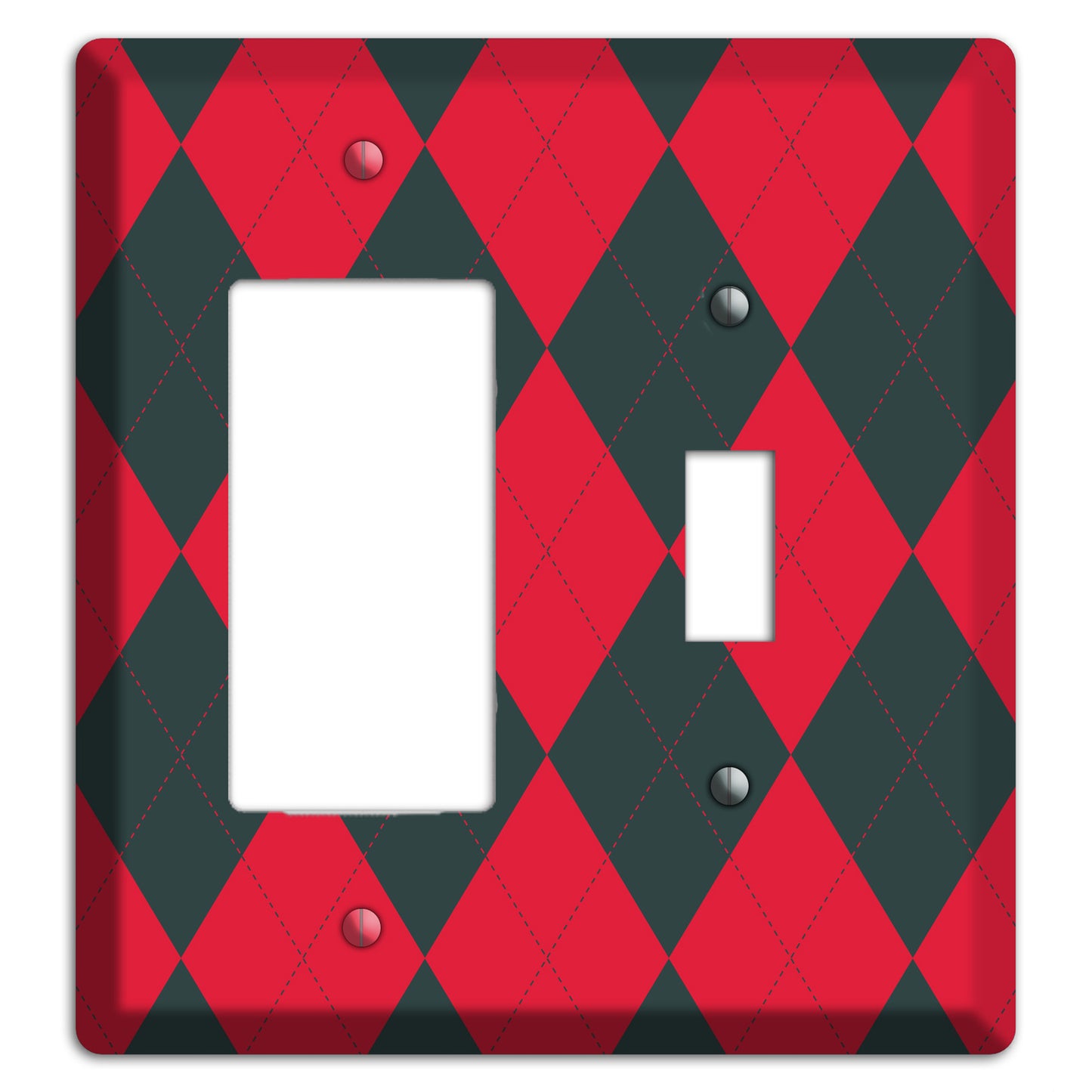 Red and Black Argyle Rocker / Toggle Wallplate