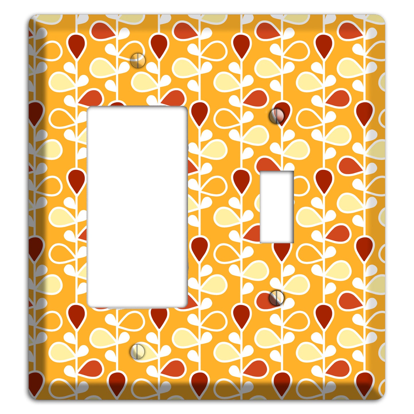 Orange with Yellow and Red Drop and Vine Rocker / Toggle Wallplate