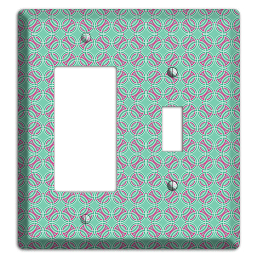 Multi Aqua with Fuschia Concentric Circles Overlay Rocker / Toggle Wallplate