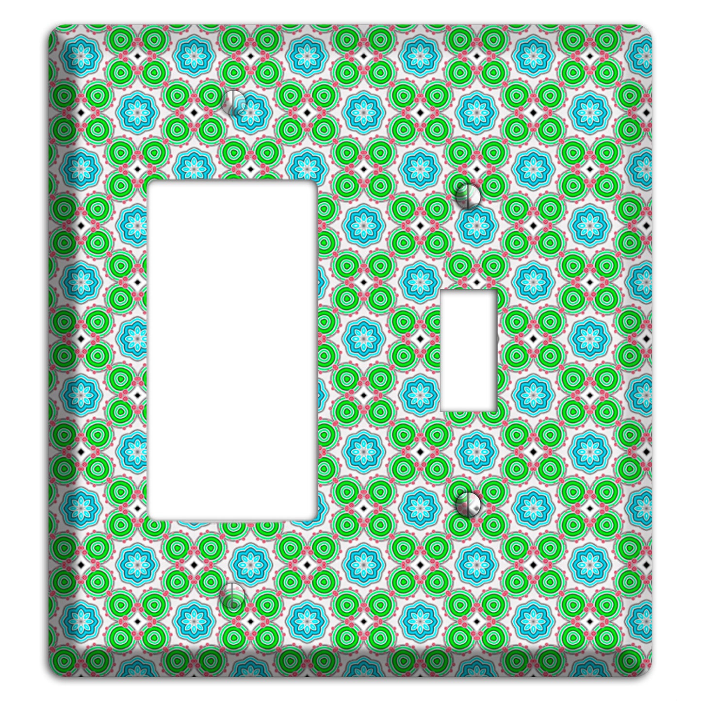 Green and Blue Foulard Rocker / Toggle Wallplate