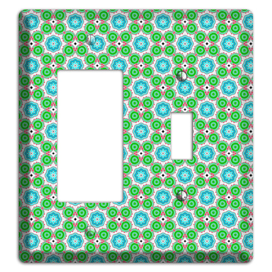 Green and Blue Foulard Rocker / Toggle Wallplate