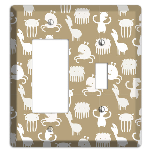 Sily Monsters Brown and White Rocker / Toggle Wallplate