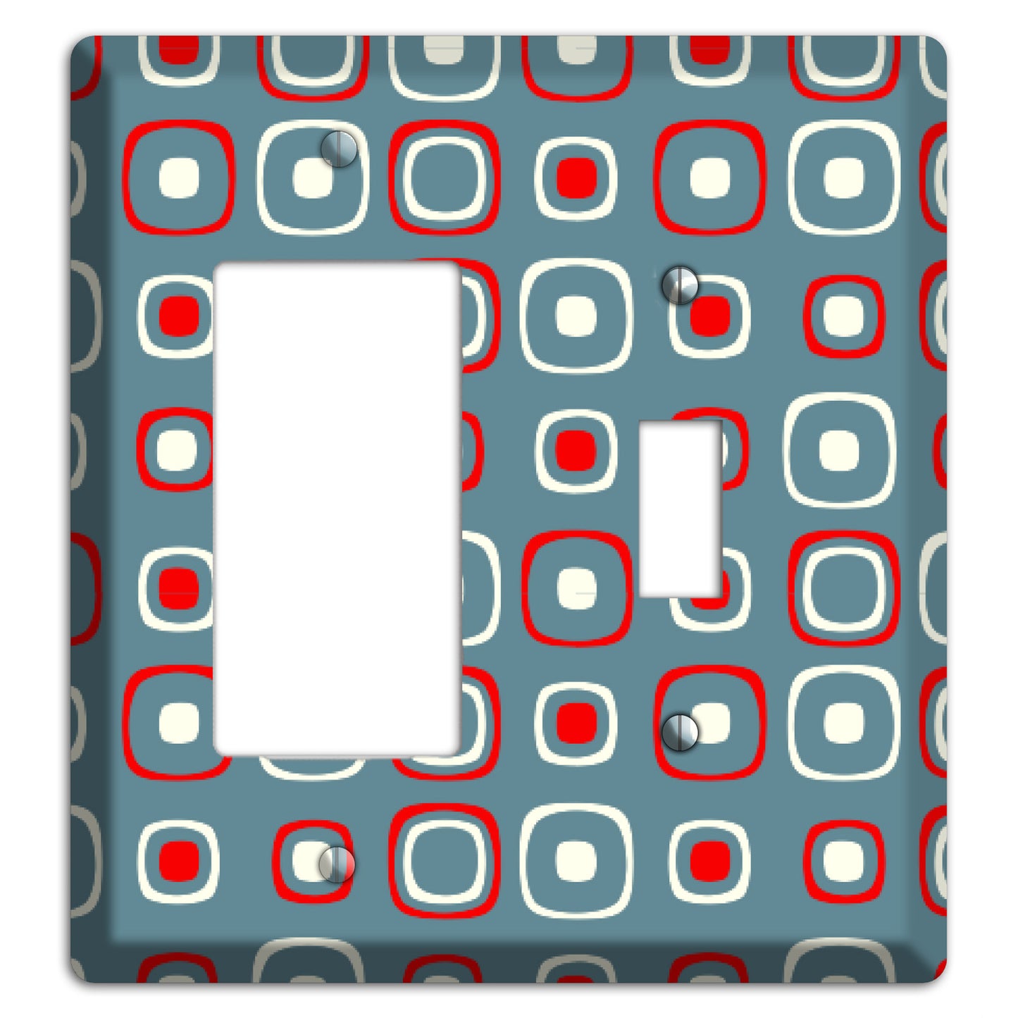 Blue and Red Rounded Squares Rocker / Toggle Wallplate