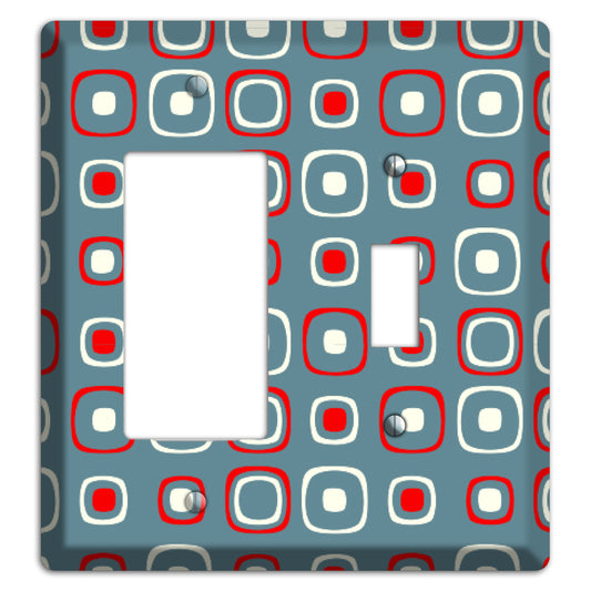 Blue and Red Rounded Squares Rocker / Toggle Wallplate