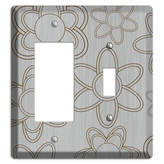 Retro Floral Contour  Stainless Rocker / Toggle Wallplate