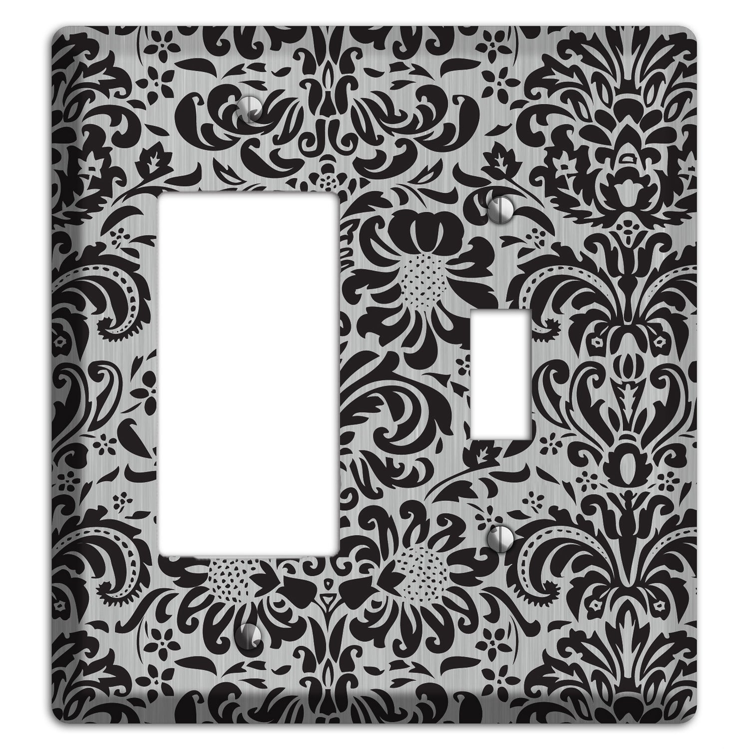 Black Toile  Stainless Rocker / Toggle Wallplate