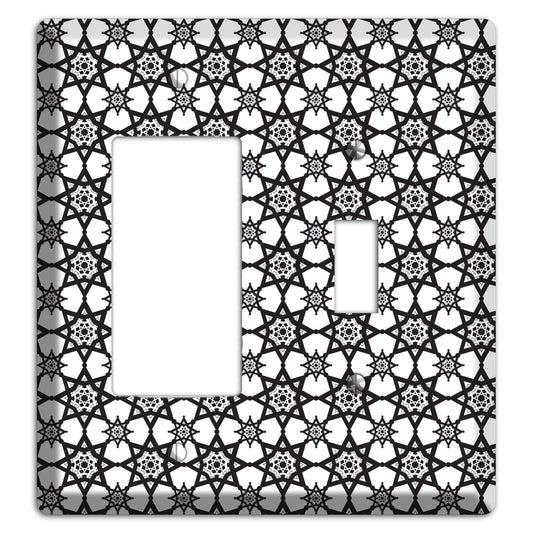 White and Black Arabesque Rocker / Toggle Wallplate