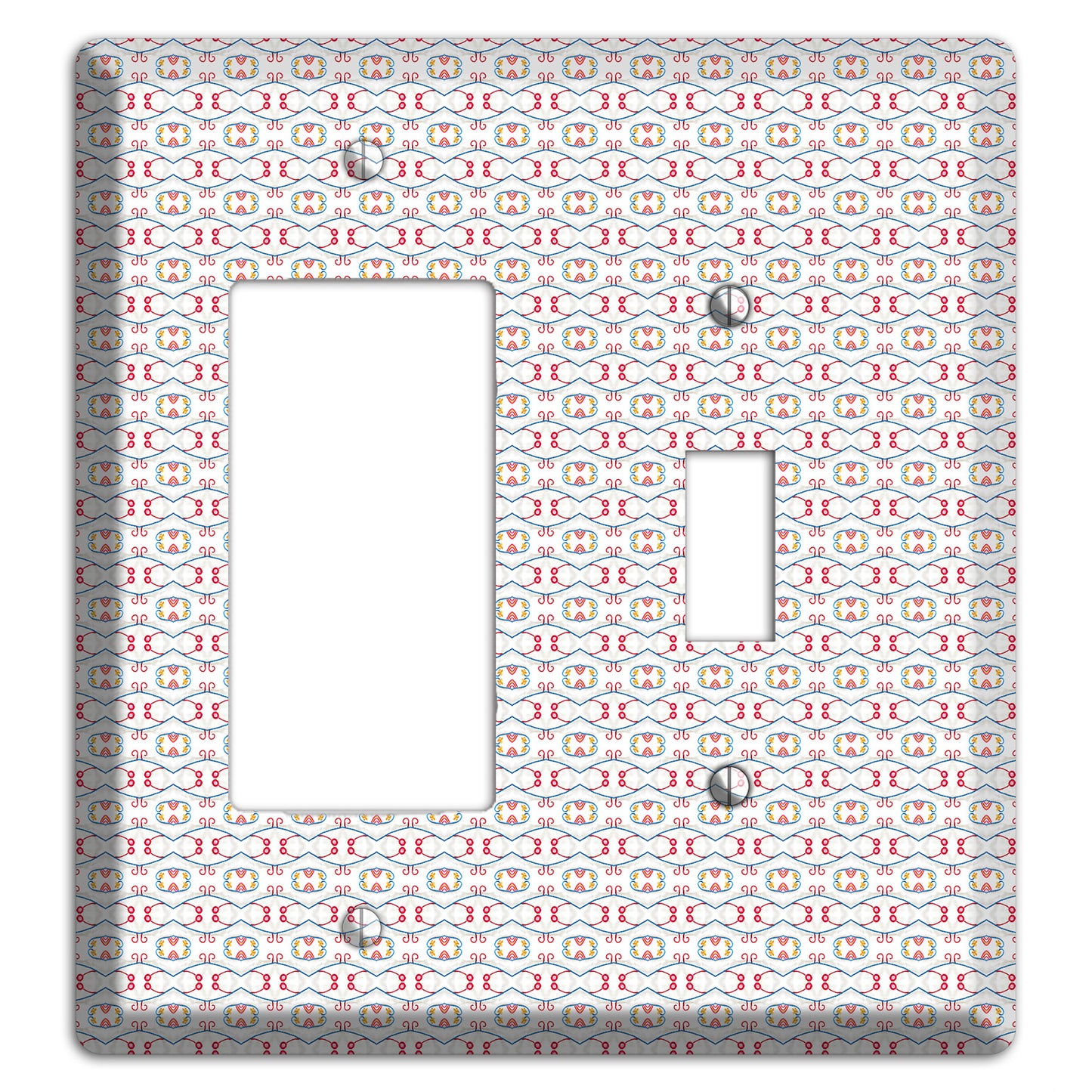 White with Red Tapestry Contour Rocker / Toggle Wallplate