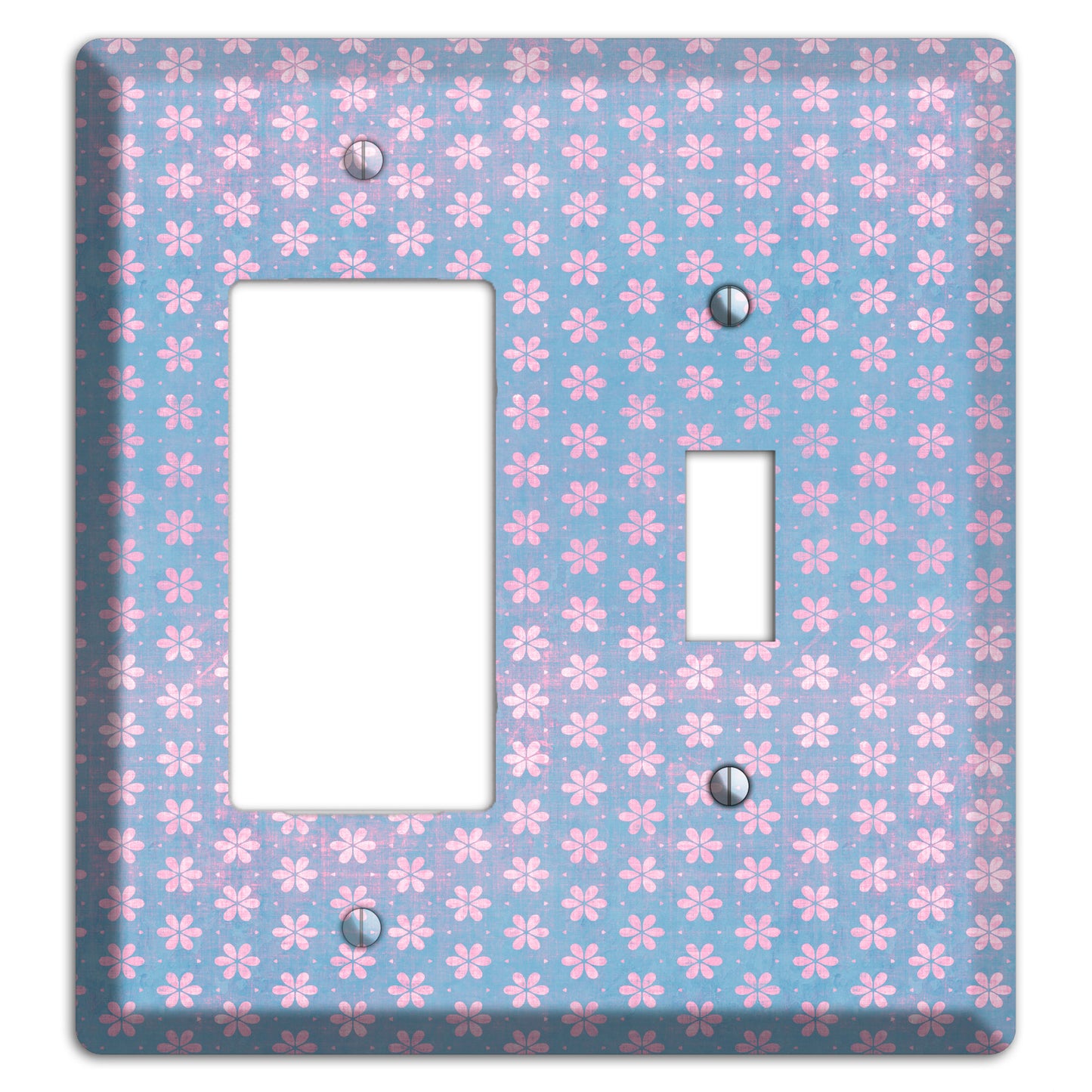 Periwinkle Grunge Floral Contour Rocker / Toggle Wallplate