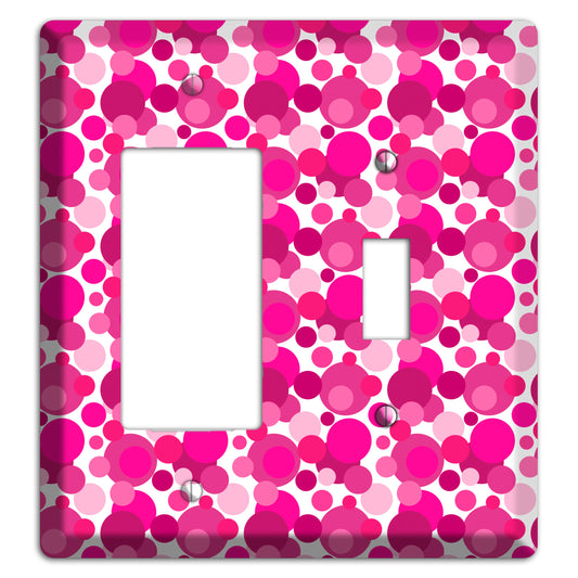 Multi Fuschia Bubble Dots Rocker / Toggle Wallplate