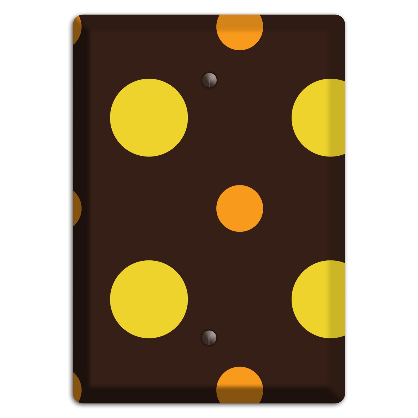 Black with Yellow and Orange Multi Medium Polka Dots Blank Wallplate