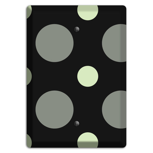 Black with Grey and Sage Multi Medium Polka Dots Blank Wallplate